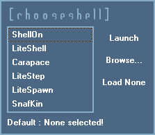 ShellON's shell selection screen